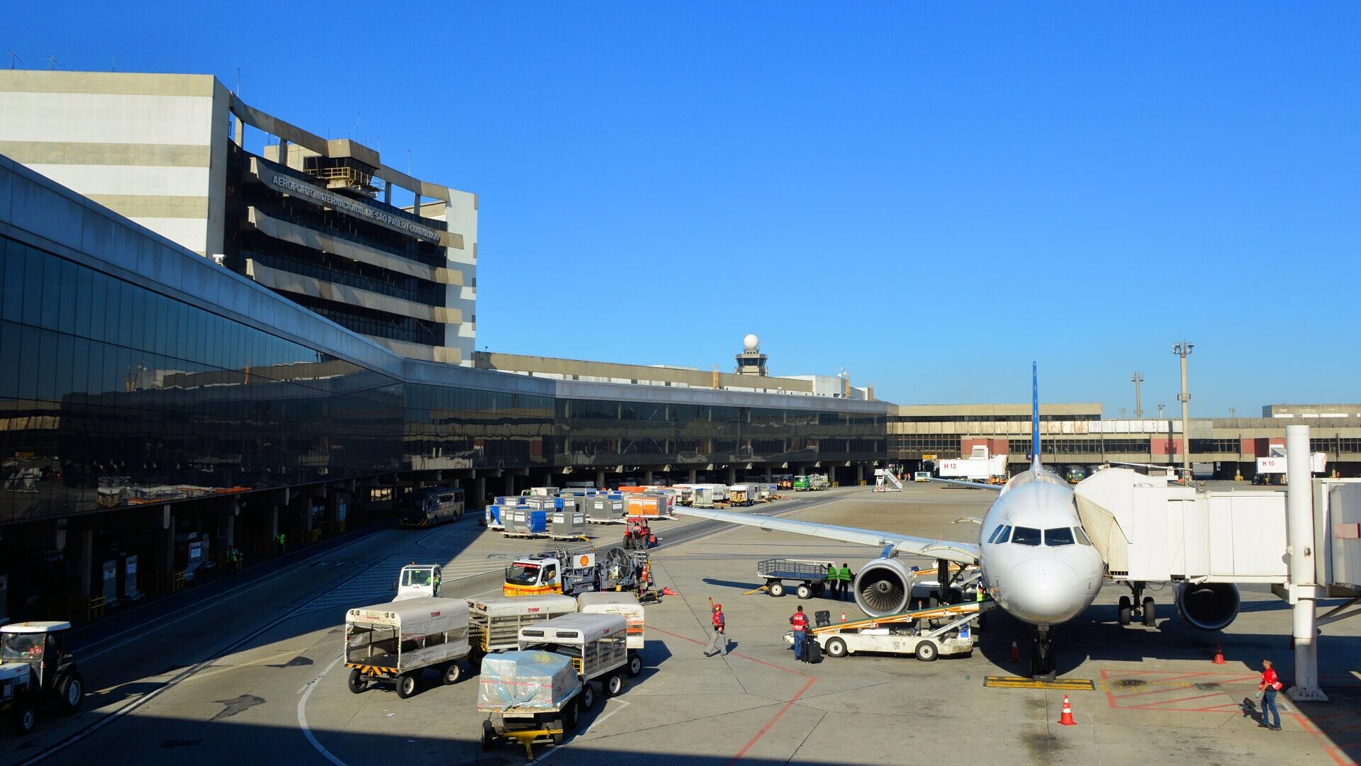 área de taxiamento dos aviões no aeroporto de Guarulhos